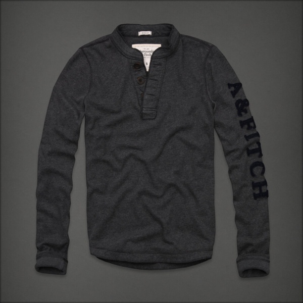 Abercrombie Fitch Hombres Ponte de pie de cuello Largo Remera AF6232